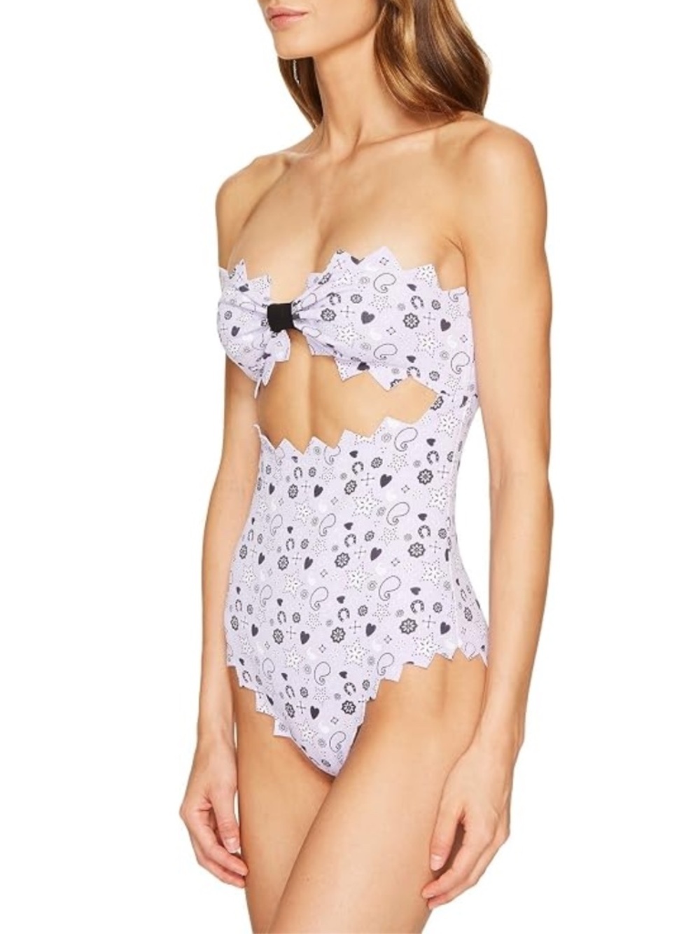 MARYSIA Maui Maillot Zig Zag Cutout One Piece Swimsuit in Lavender Sz. L